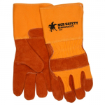 Bronco Russet Split Leather Gauntlet Gloves, L