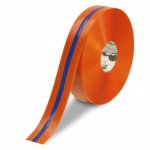 2" Orange Tape with Blue Center Line, 100'