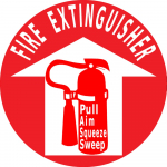 "Fire Extinguisher Pull Aim Squeeze Sweep" Sign, 12"