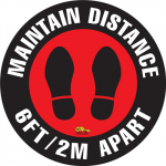 "Maintain Distance" Safety Floor Sign, 12"