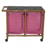 Woodtone Double Hamper with Mesh Bag