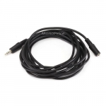 Stereo Plug/Jack M/F Cable, 12ft, Black