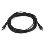 RCA Plug/Jack M/F Cable, 12ft, Black