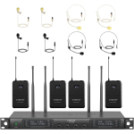 Wireless Microphone System, Quad Channel Mic Set