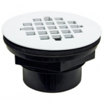 Push On Plastic White Shower Drain, Non-Membrane, 2"