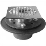 Threaded Cast Iron Chrome Shower Drain, Square, 2"