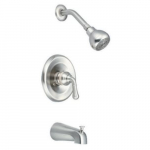 Handle Bathtub and Shower Faucet, Brushed Nickel