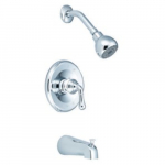 Handle Bathtub and Shower Faucet, Polished Chrome