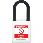 1-1/2" Safety Padlock, 1-1/2" Shackle, White