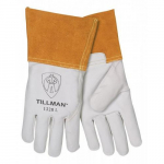 Medium Goatskin Unlined TIG Welders Gloves, Pearl/Gold