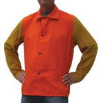 4XL Orange Flame Resistant Jacket with Cowhide Sleeve