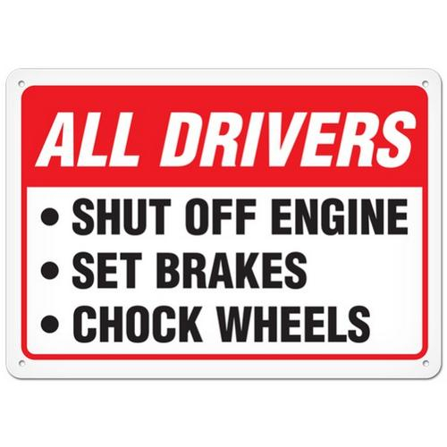Do All Drivers In A Household Have To Be Insured Buy GHS Safety SS5072V, Sign "All Drivers Shut off Engine Set Brakes